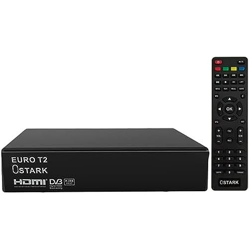 Ostark Euro T2 Receptor Terrestre TDT TDT2 FTA DVB-T2 DVB-C, H.265 HEVC Full HD PVR, Dual USB/LNB para Dos televisiones, SCART, HDMI Coaxial
