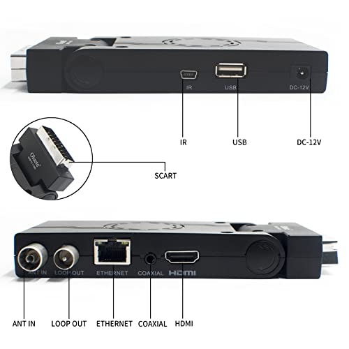 Receptor digital Terrestre Scart Stick DVB-T2 HD H265/HEVC, Mini decodificador con entrada USB 2.0, HDMI, mando a distancia universal para TV