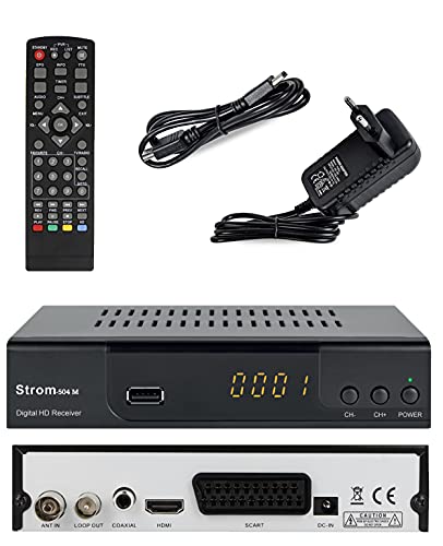 Strom 504 - Decodificador TDT Full HD DVB-T2 - Compatible con HEVC264 - (HDMI, euroconector, USB, Digital Plus) Negro
