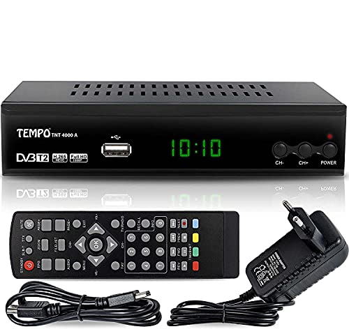 Tempo 4000 Decodificador Digital Terrestre – DVB T2 / HDMI Full HD/Canales Sintonizador/Receptor TV/PVR/H.265 HEVC/USB/Decoder/DVB-T2 / TNT/TDT Television / 4K